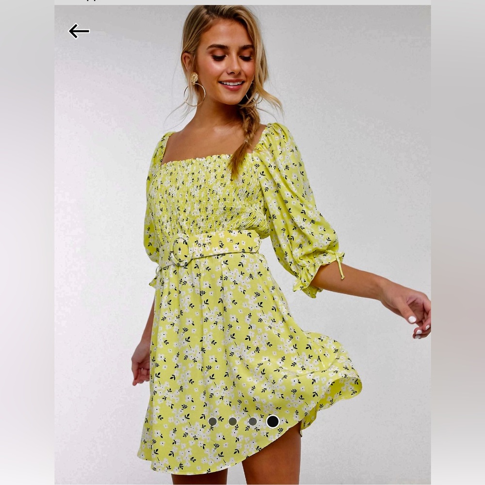 NWT🤍🤍🤍For Love And Lemons Yellow Floral Mini Dress